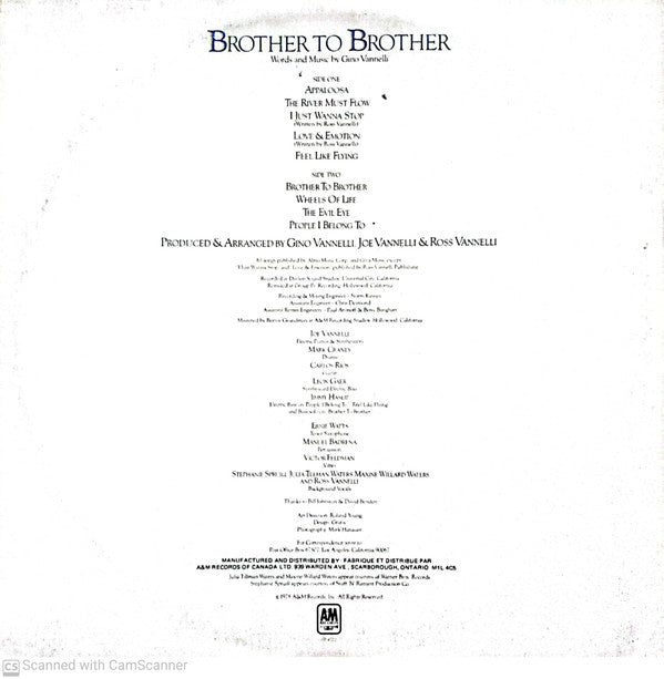 Gino Vannelli : Brother To Brother (LP, Album, Gat)