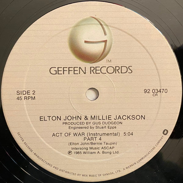 Elton John / Millie Jackson : Act Of War (12", Maxi)