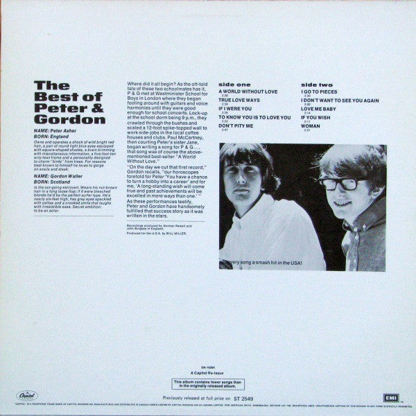 Peter & Gordon : The Best Of Peter And Gordon (LP, Comp, RE)