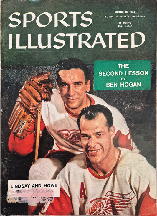 Vintage 1957 Sports Illustrated Magazine – Gordie Howe & Ted Lindsay Cover – March 18, 1957