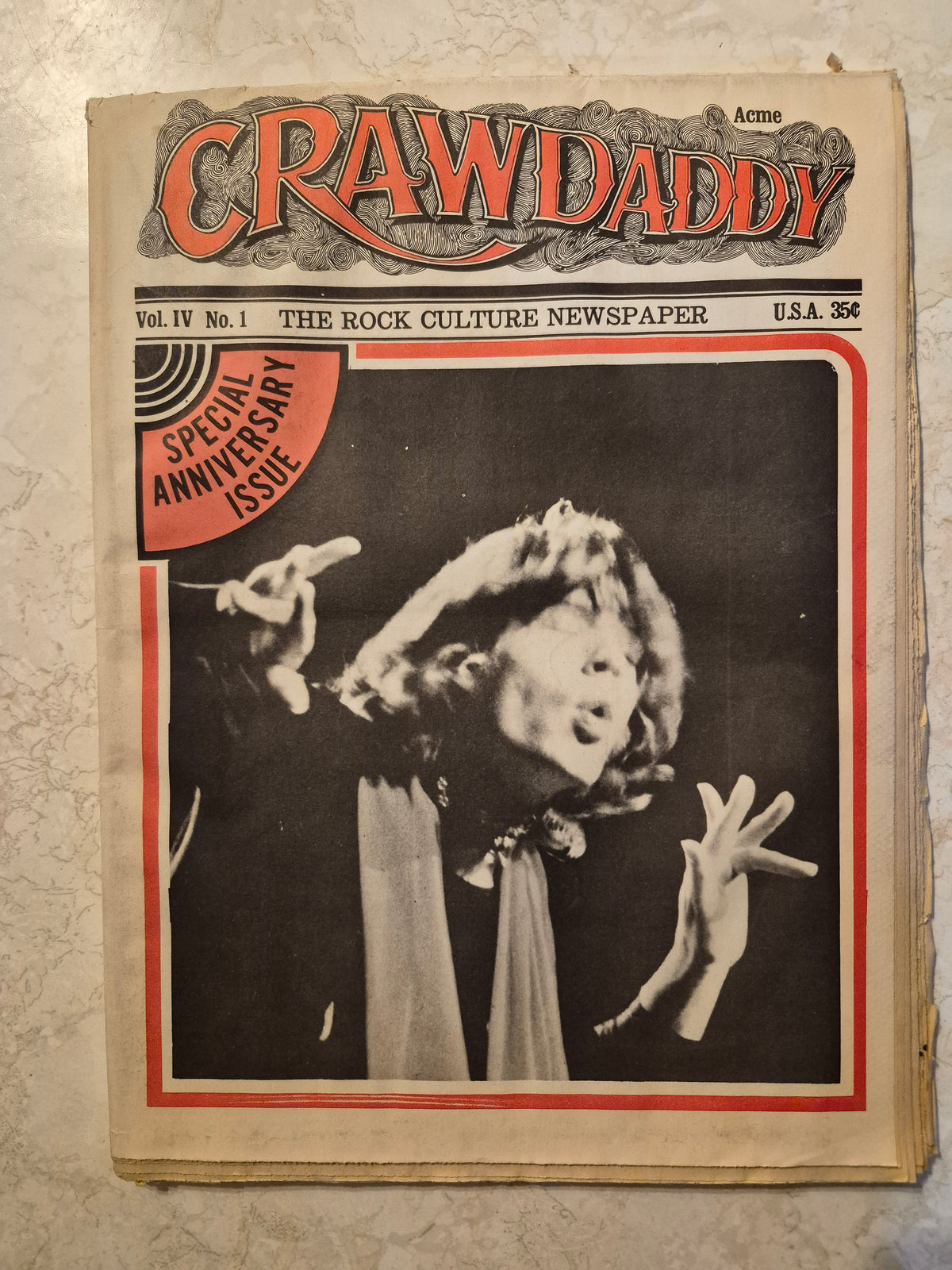 Front cover of Crawdaddy Volume IV Number 1 Special Anniversary Issue