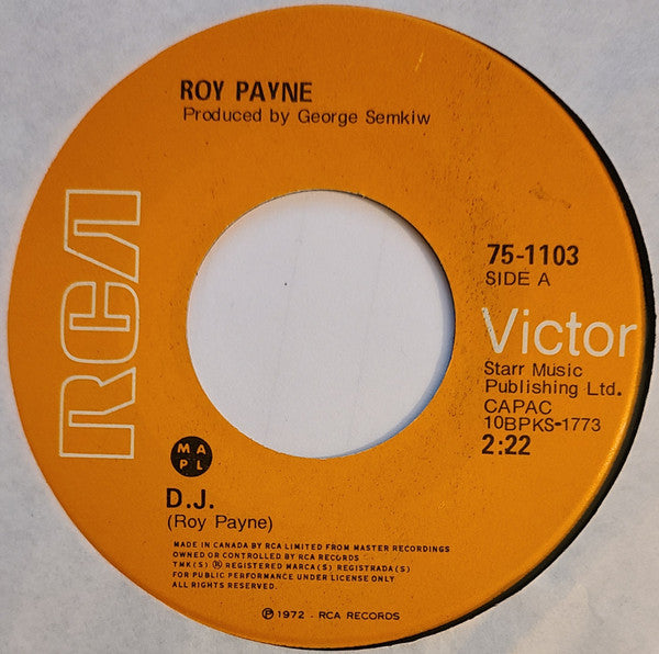 Roy Payne (2) : D.J. / Marcy (7")