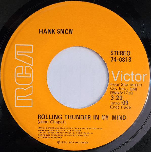Hank Snow : The Governor's Hand (7", Single)