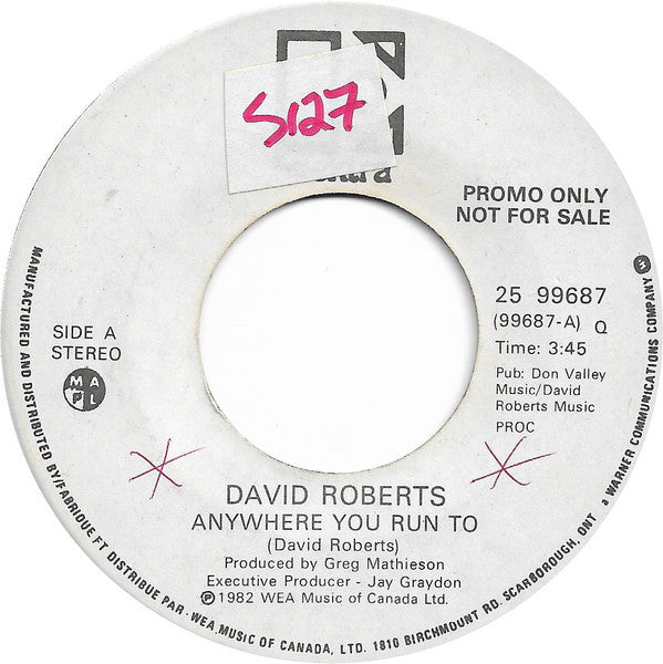 David Roberts (3) : Anywhere You Run To (7", Single)