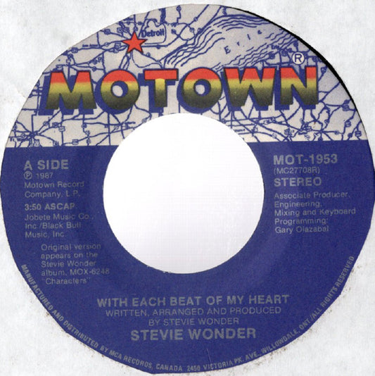 Stevie Wonder : With Each Beat Of My Heart (7")