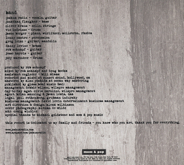 Joshua Radin : Simple Times (CD, Album, Dig)
