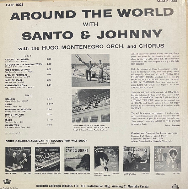 Santo & Johnny : Around The World With Santo & Johnny (LP, Album, Mono)