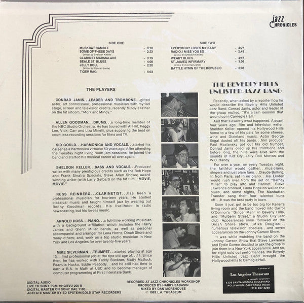 The Beverly Hills Unlisted Jazz Band, Conrad Janis : Beverly Hills Unlisted Jazz Band Featuring Conrad Janis (LP)