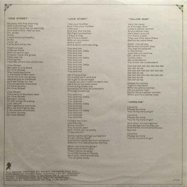 Harry Nilsson : Nilsson Sings Newman (LP, Album)