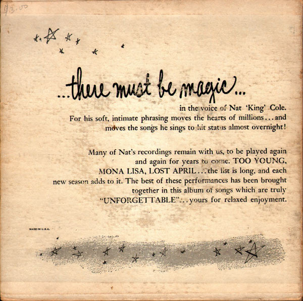 Nat King Cole : Unforgettable (2x7", Album, EP)
