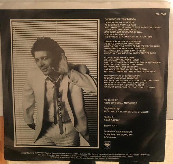Bernie LaBarge : Overnight Sensation / Take This Part Of Me (7", Single)