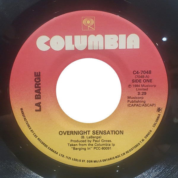 Bernie LaBarge : Overnight Sensation / Take This Part Of Me (7", Single)
