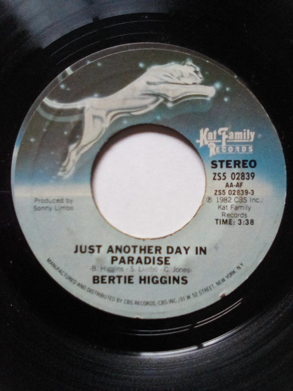 Bertie Higgins : Just Another Day In Paradise (7", Single, Styrene, Ter)