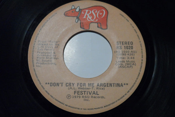 Festival (2) : Don't Cry For Me Argentina / Eva's Theme: Lady Woman (7", Single)