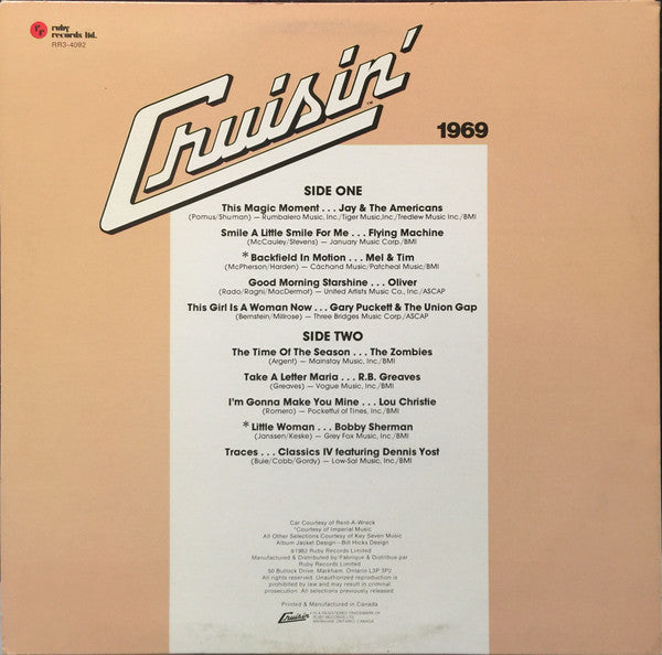 Various : Cruisin' 1969 (LP, Comp)