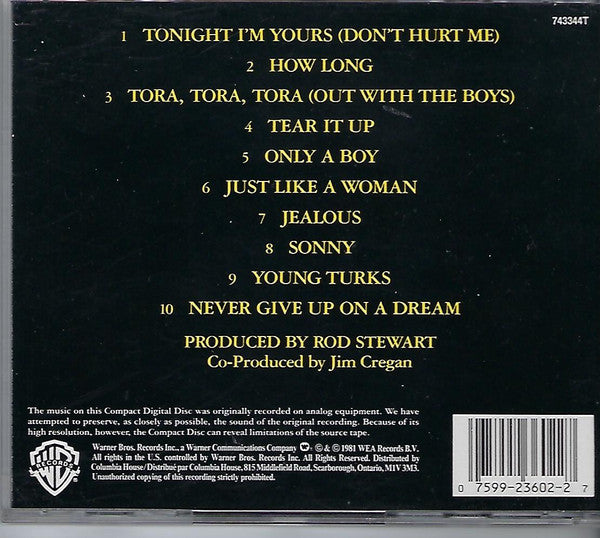 Rod Stewart : Tonight I'm Yours (CD, Album, Club, RE)