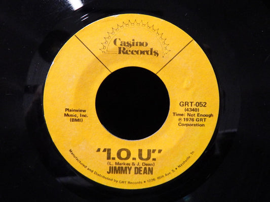 Jimmy Dean : I.O.U. / Let's Pick Up The Pieces (And Start Over Again) (7", Styrene)