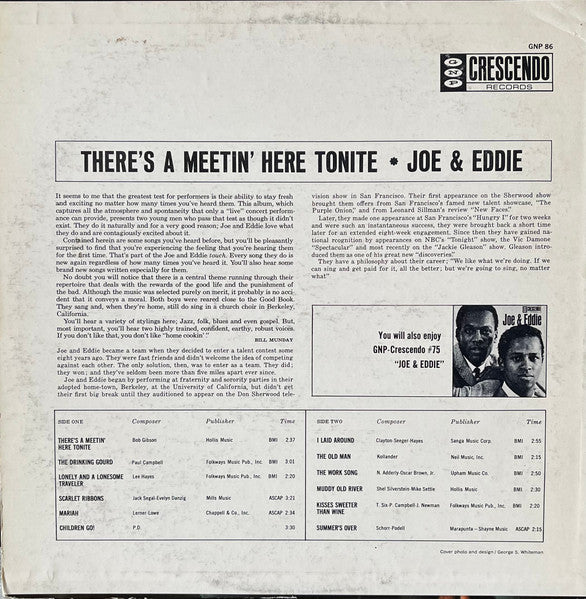 Joe & Eddie : There's a Meetin' Here Tonite (LP, Mono)
