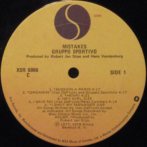 Gruppo Sportivo : Mistakes (LP, Comp)