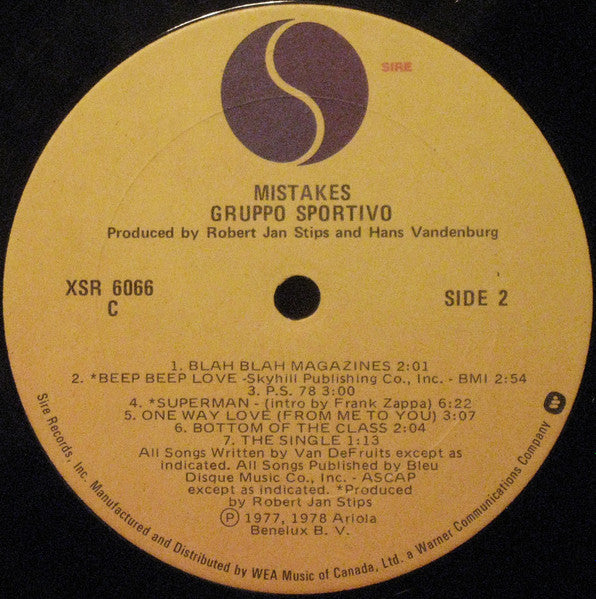 Gruppo Sportivo : Mistakes (LP, Comp)