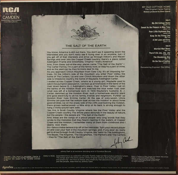 The Original Carter Family* : My Old Cottage Home (LP, Comp, RM)