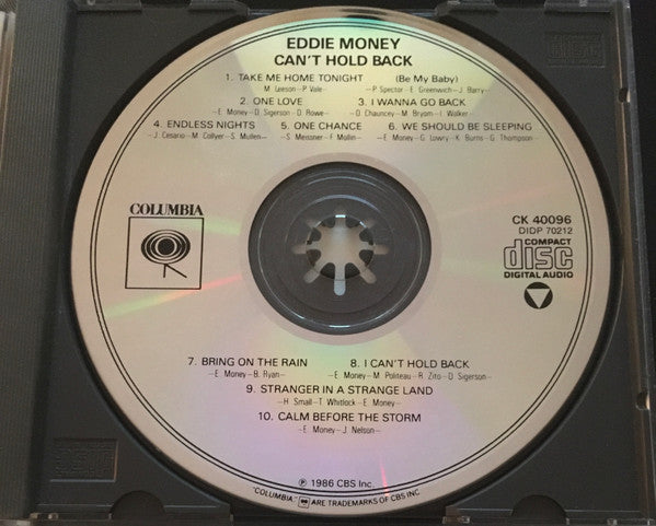 Eddie Money : Can't Hold Back (CD, Album)