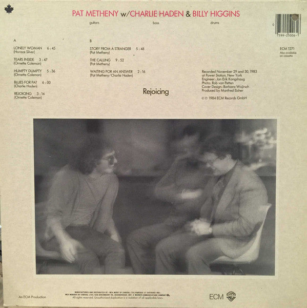 Pat Metheny W/ Charlie Haden & Billy Higgins : Rejoicing (LP, Album)