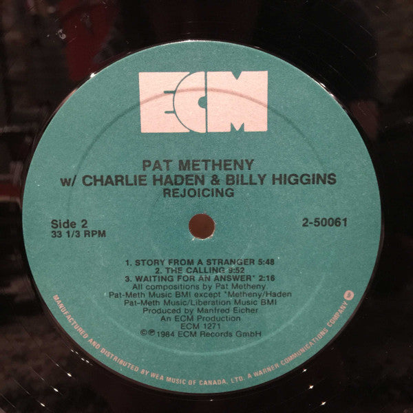 Pat Metheny W/ Charlie Haden & Billy Higgins : Rejoicing (LP, Album)