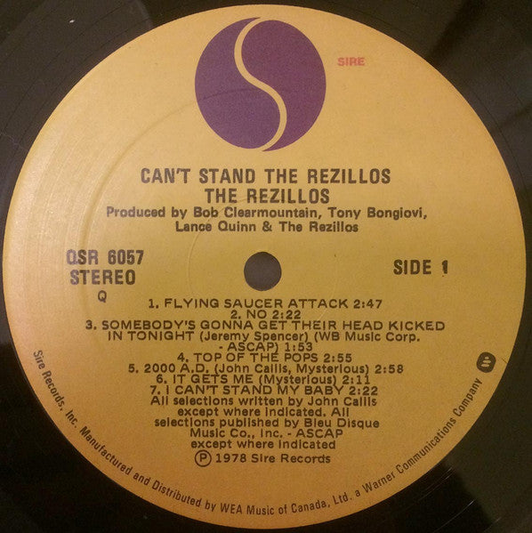 The Rezillos : Can't Stand The Rezillos (LP, Album, Qua)
