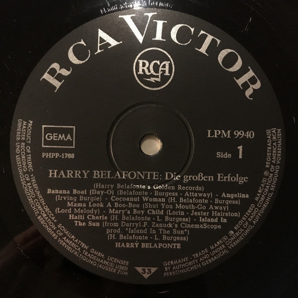 Harry Belafonte : Die Großen Erfolge (Harry Belafonte's Golden Records) (LP, Comp, Mono)
