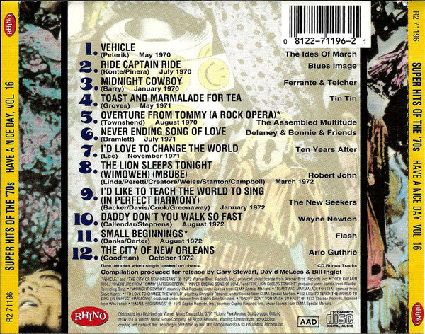 Various : Super Hits Of The '70s - Have A Nice Day, Vol. 16 (CD, Comp, RM)