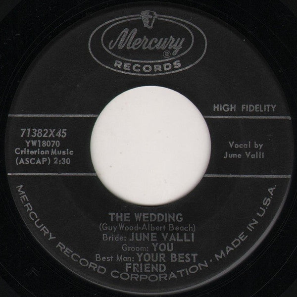 June Valli : The Wedding / Lunch Hour (7")