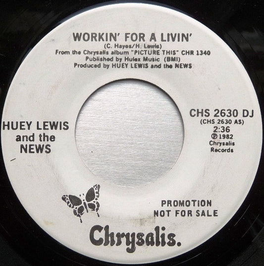 Huey Lewis And The News* : Workin' For A Livin' (7", Promo)