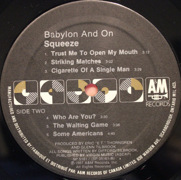 Squeeze (2) : Babylon And On (LP, Album)