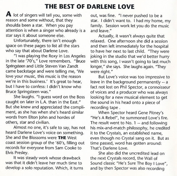 Darlene Love : The Best Of Darlene Love (CD, Comp)
