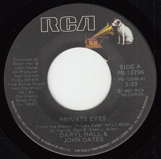 Daryl Hall & John Oates : Private Eyes (7", Single)
