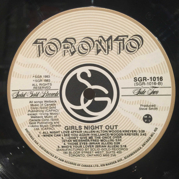 Toronto (4) : Girls Night Out (LP, Album, Gim)
