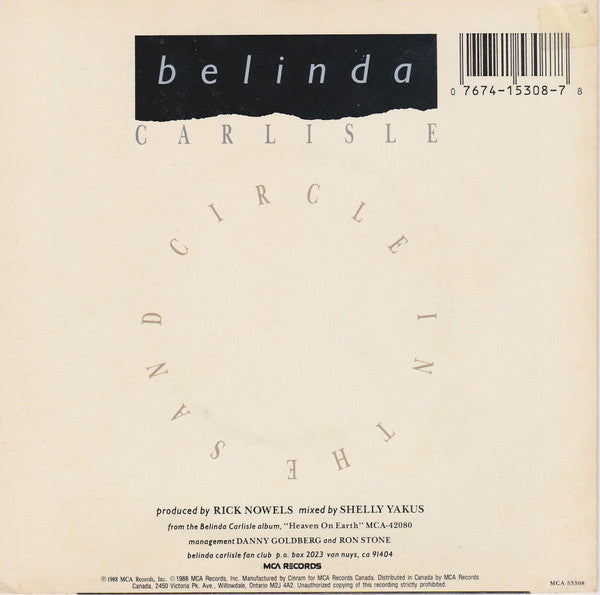 Belinda Carlisle : Circle In The Sand (7", Single)