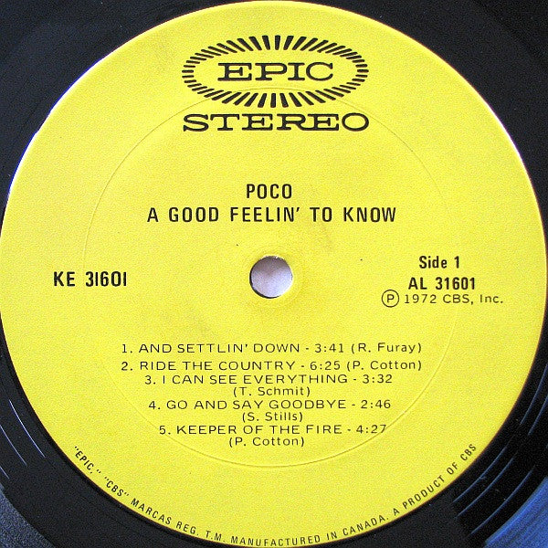 Poco (3) : A Good Feelin' To Know (LP, Album)