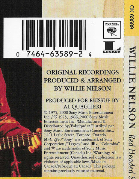 Willie Nelson : Red Headed Stranger (CD, Album, RE, RM)