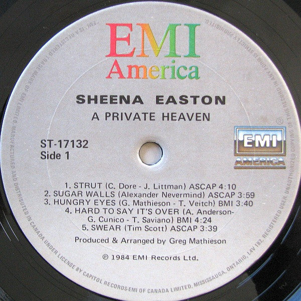 Sheena Easton : A Private Heaven (LP, Album)