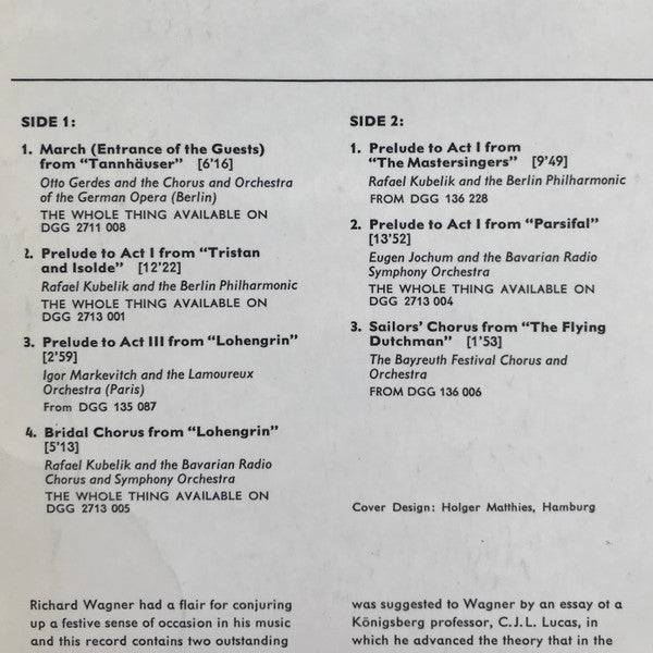 Richard Wagner : Festival Of Hits (LP, Comp)