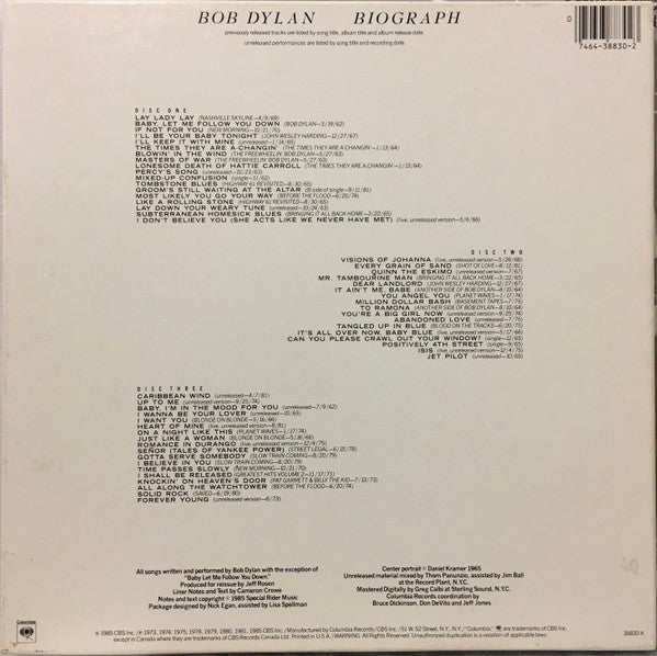 Bob Dylan : Biograph (3xCD, Comp + Box, S/Edition)