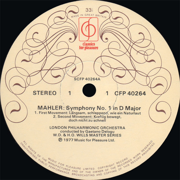 Mahler* / London Philharmonic Orchestra Conducted By Gaetano Delogu : Symphony No. 1 In D Major (LP)