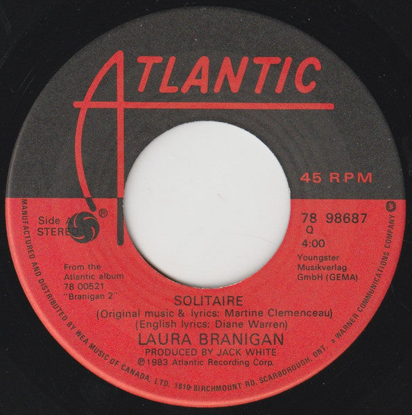Laura Branigan : Solitaire (7", Single)