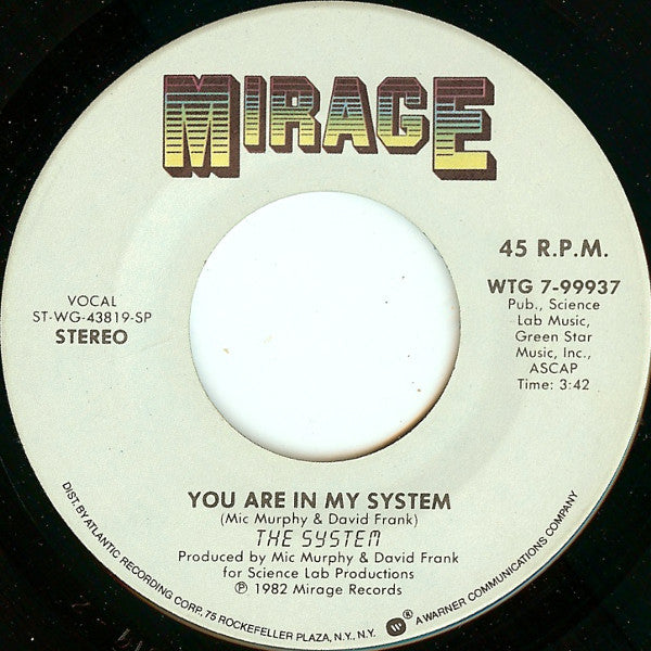 The System : You Are In My System / Now I Am Electric (7", Single, SP )