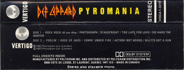 Def Leppard : Pyromania (Cass, Album, Dol)