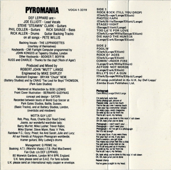 Def Leppard : Pyromania (Cass, Album, Dol)