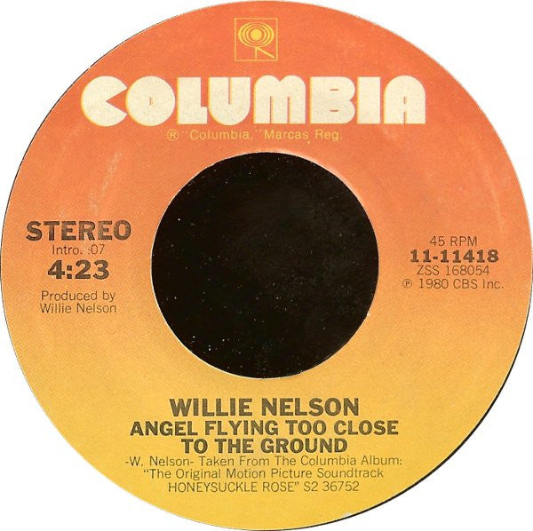 Willie Nelson : Angel Flying Too Close To The Ground (7", Single, Styrene, Ter)