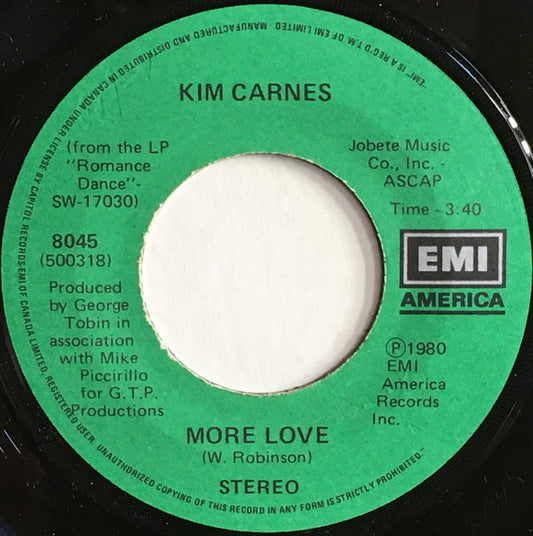 Kim Carnes : More Love (7", Single)